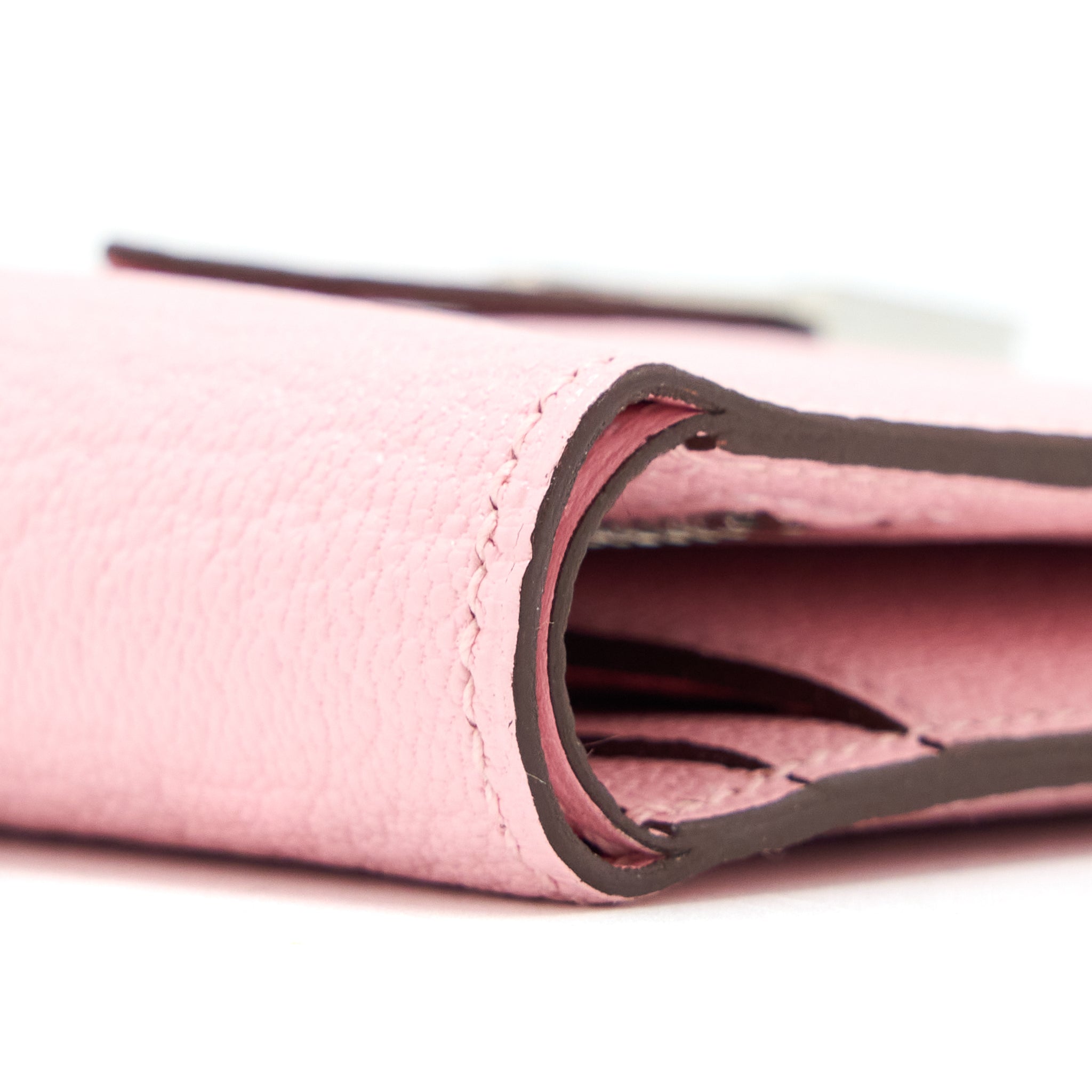 HERMES BEARN COMPACT WALLET CHEVRE MYSORE 3Q ROSE SAKURA SHW