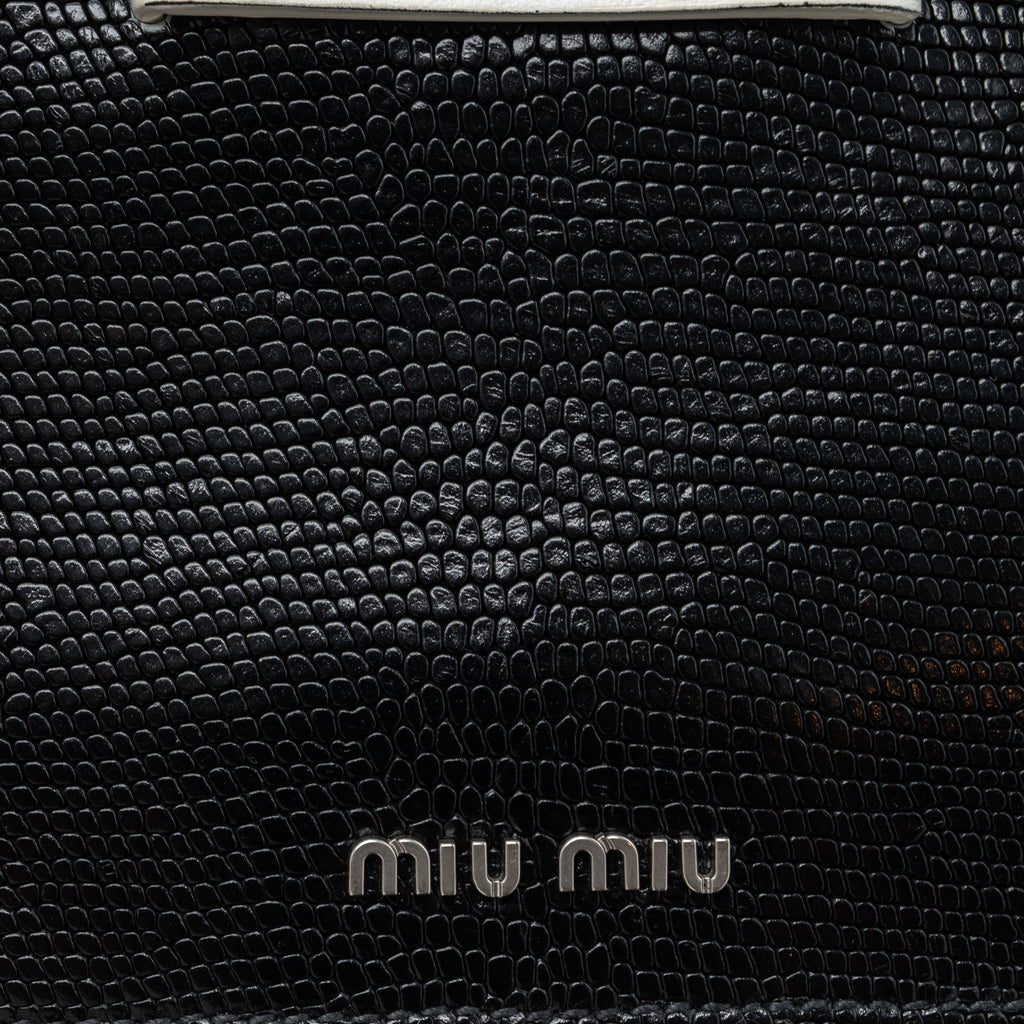 MIU MIU ST.LUCERTOLA EMBOSSED LEATHER BLACK SHW