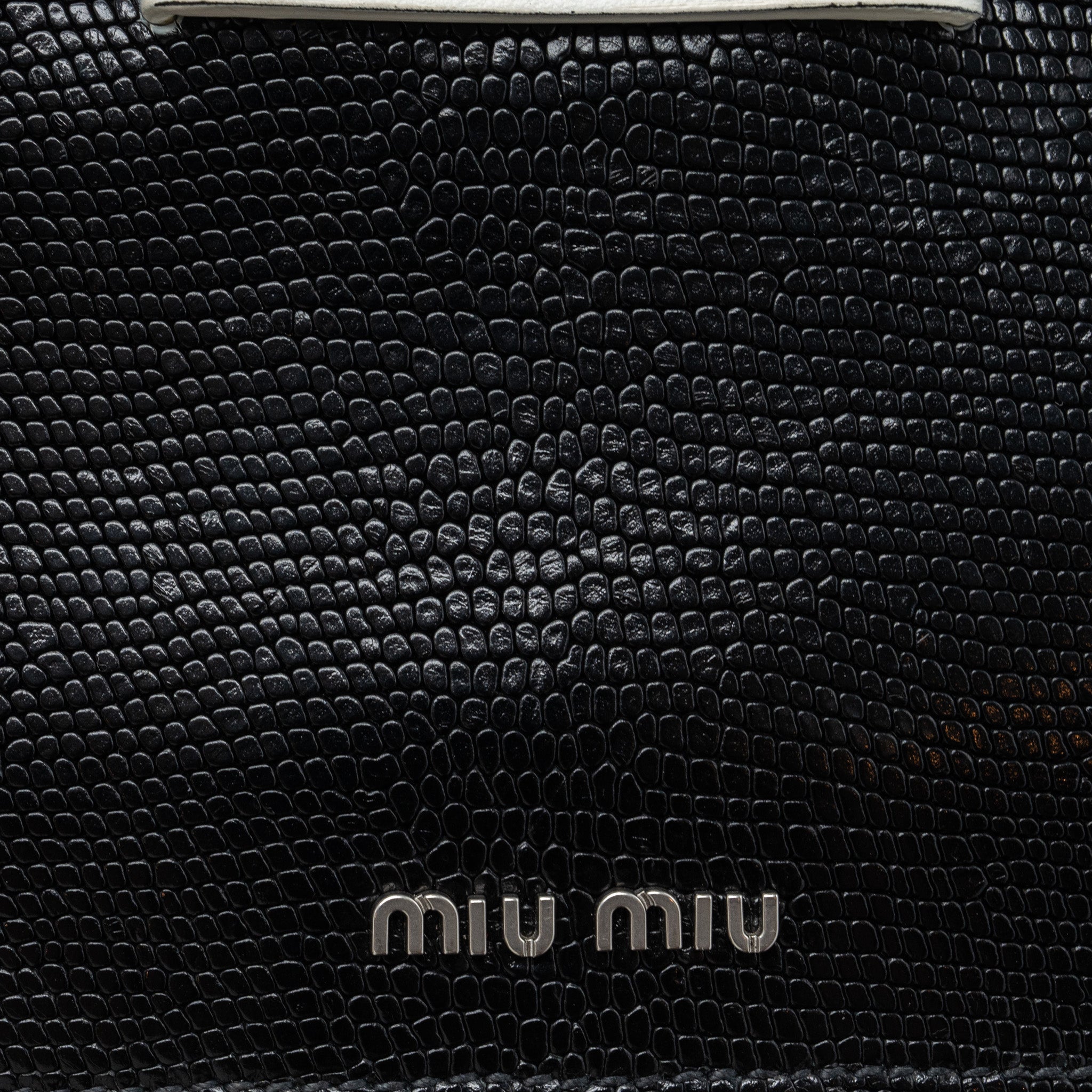 MIU MIU ST.LUCERTOLA EMBOSSED LEATHER BLACK SHW