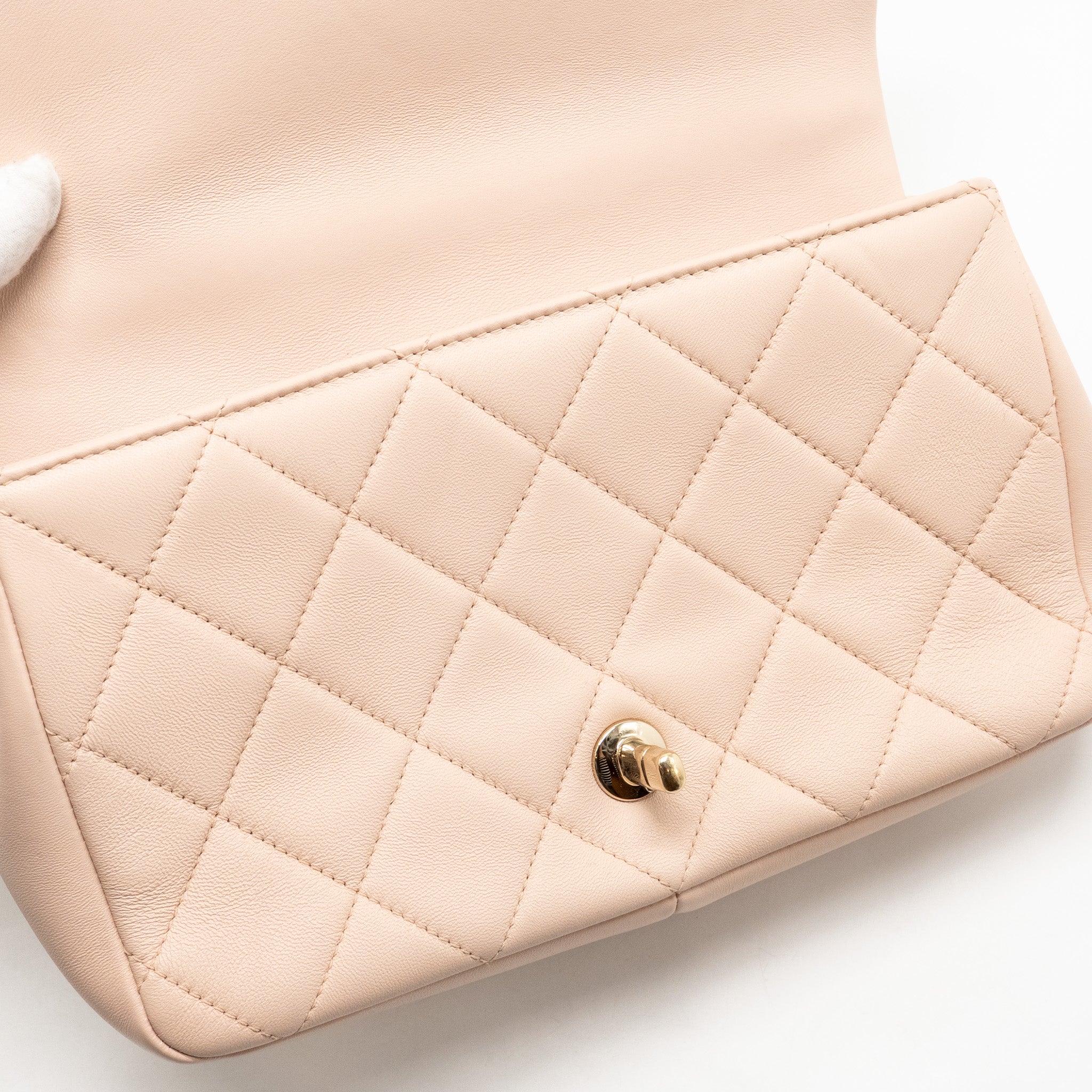 CHANEL GIANT TOP HANDLE RECTANGULAR FLAP BAG LAMBSKIN PINK LGHW (MICROCHIP)