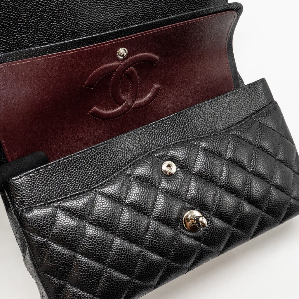 CHANEL MEDIUM CLASSIC DOUBLE FLAP BAG CAVIAR BLACK SHW