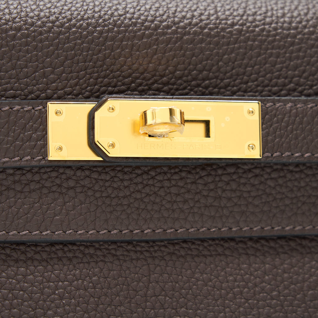 HERMES KELLY 28 CHOCOLATE GHW TOGO LEATHER