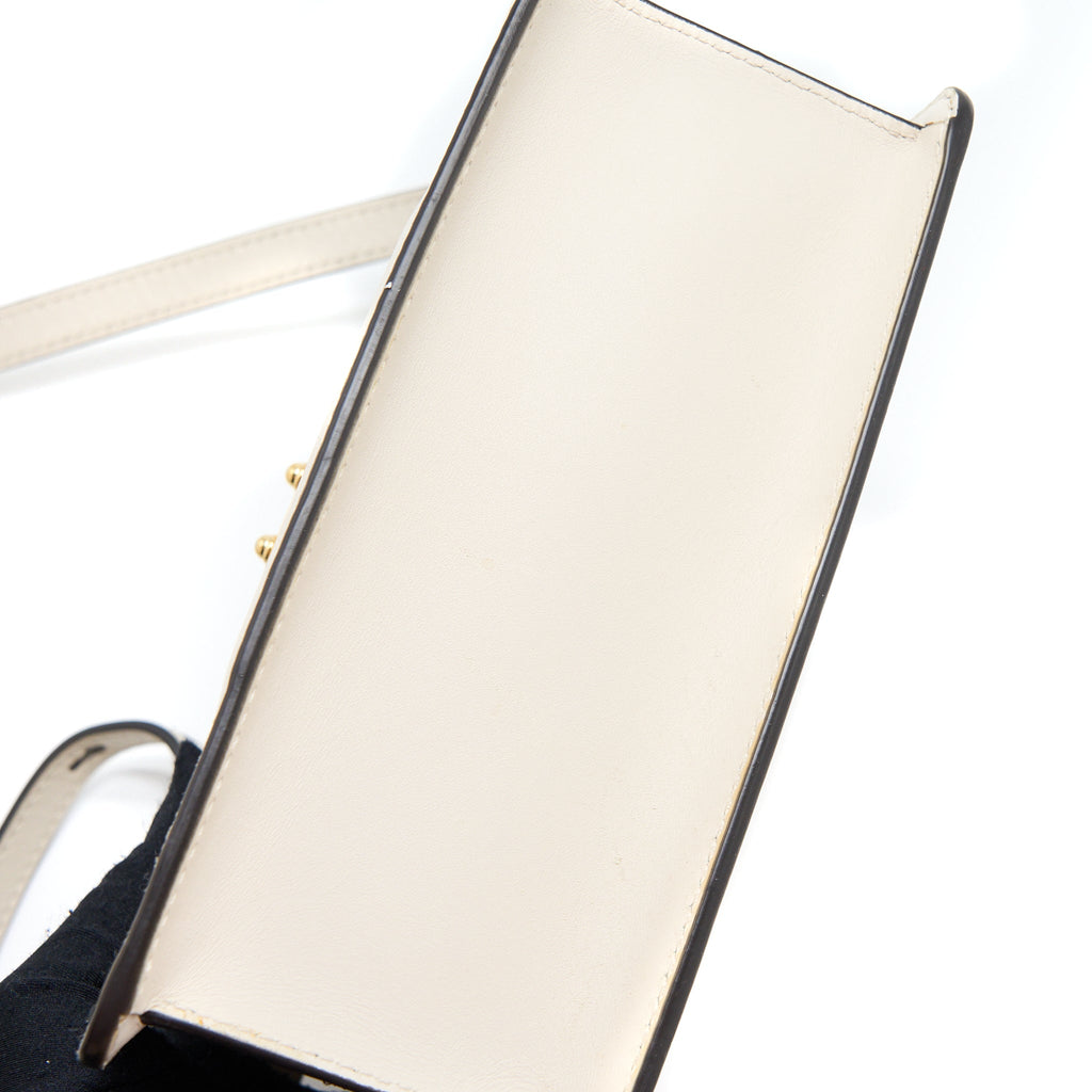GUCCI MINI TOP HANDLE SYLVIE BAG CALFSKIN WHITE GHW