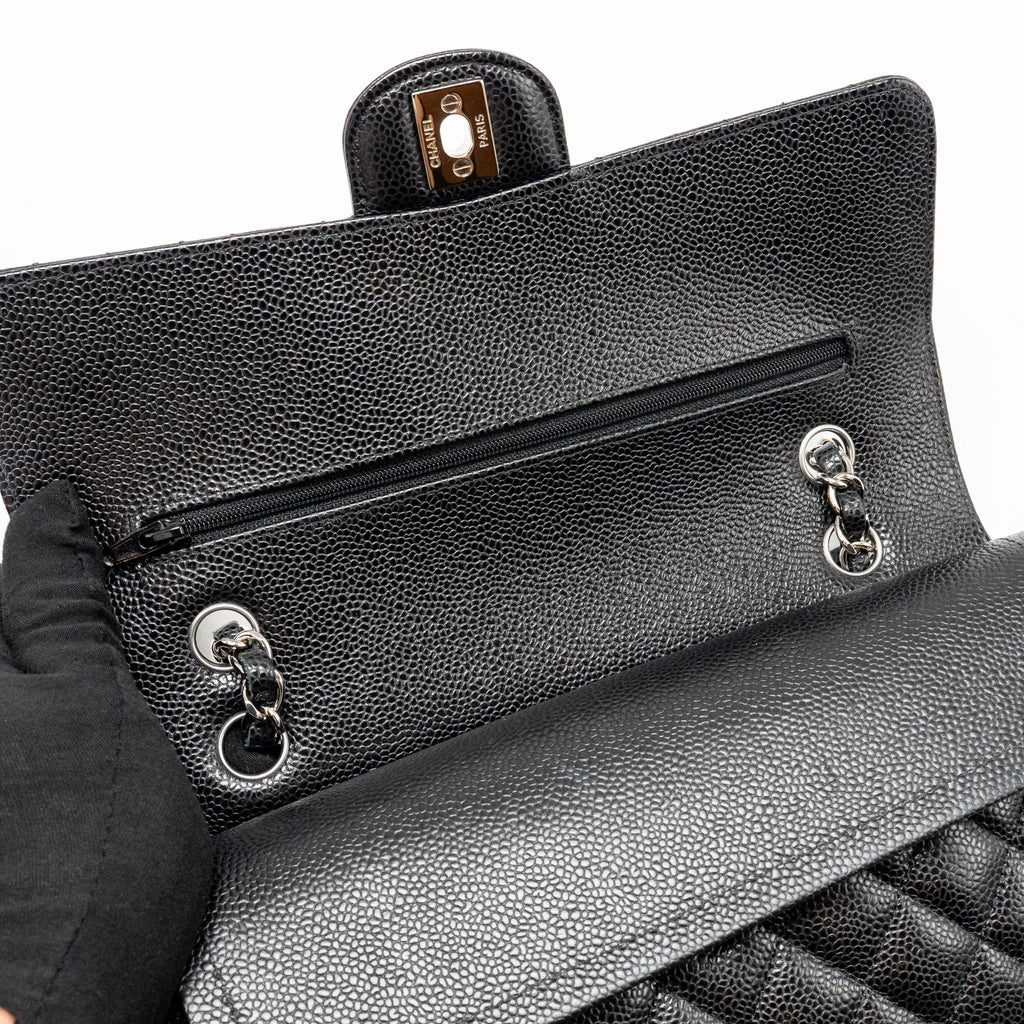 CHANEL MEDIUM CLASSIC DOUBLE FLAP BAG CAVIAR BLACK SHW