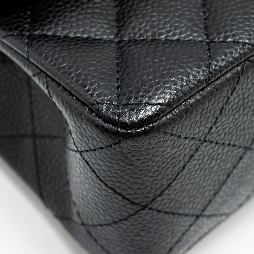 CHANEL SMALL CLASSIC DOUBLE FLAP BAG CAVIAR BLACK GHW(MICROCHIP)