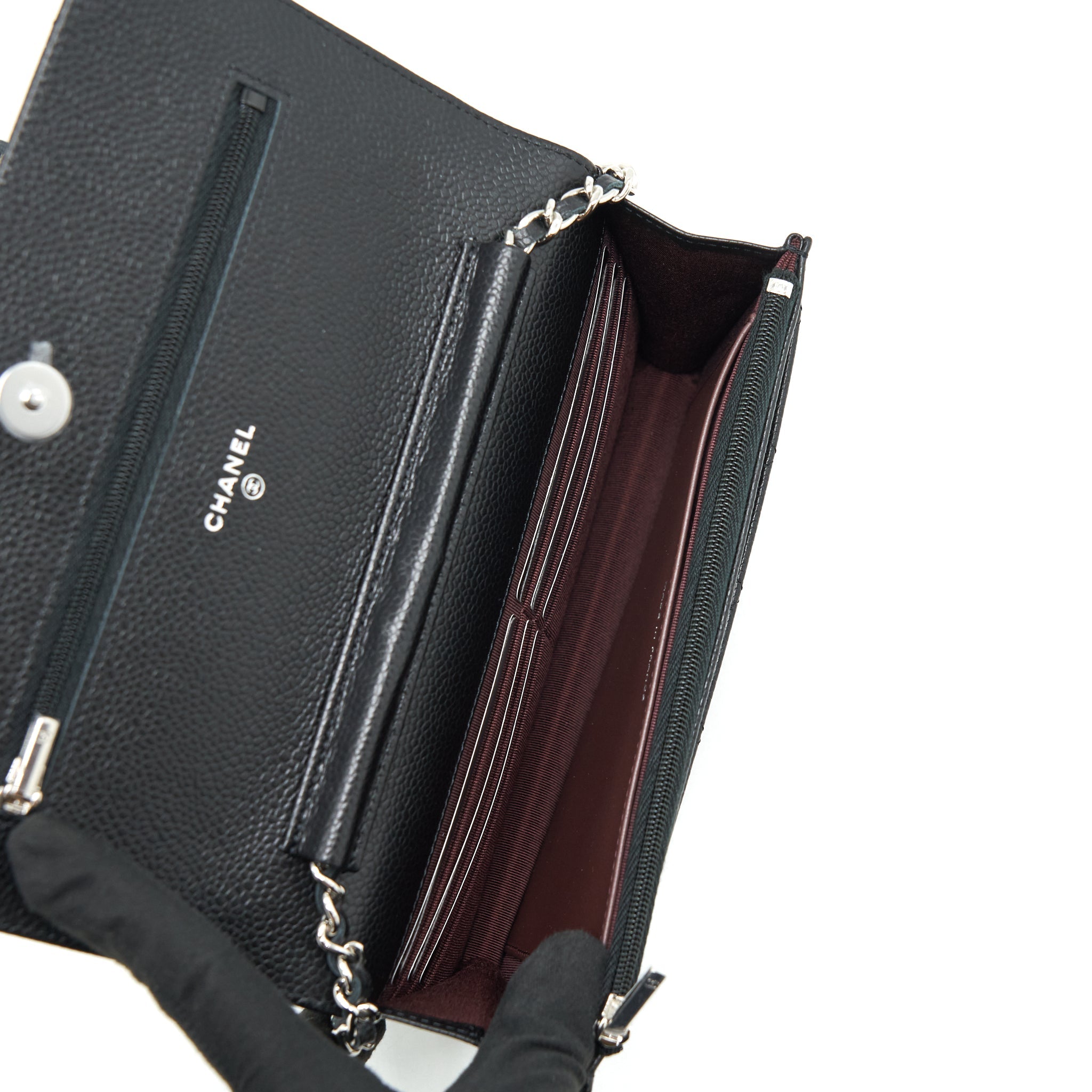 CHANEL CLASSIC WALLET ON CHAIN CAVIAR BLACK SHW (MICROCHIP)