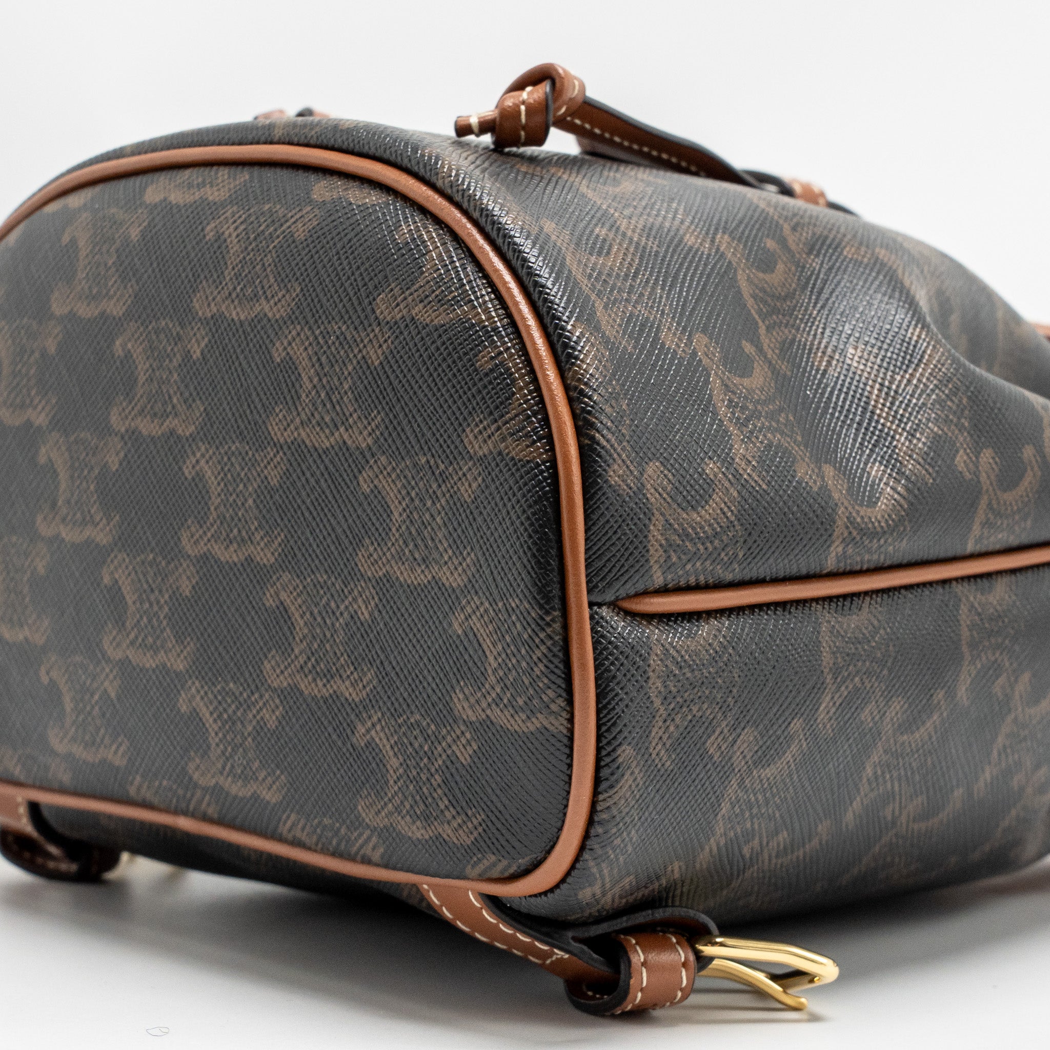 CELINE MINI BACKPACK FOLCO TRIOMPHE CANVAS/CALFSKIN TAN GHW