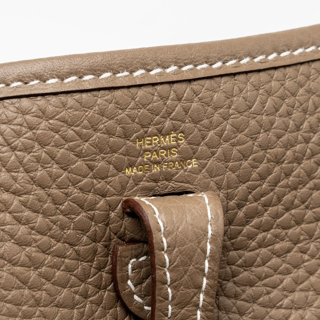 HERMES MINI EVELYN CLEMENCE ETOUPE / BLUE INDIGO GHW