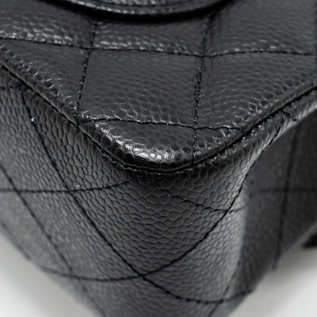 CHANEL SMALL CLASSIC DOUBLE FLAP BAG CAVIAR BLACK GHW(MICROCHIP)