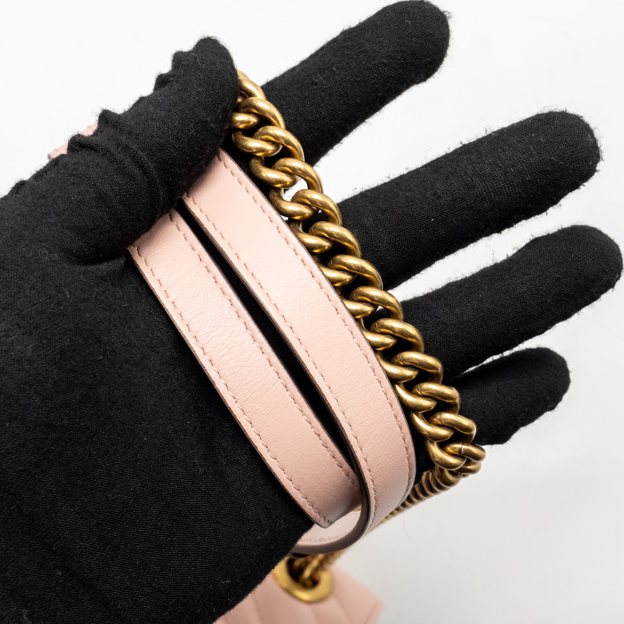GUCCI SMALL GG MARMONT SHOULDER BAG CALFSKIN PINK GHW