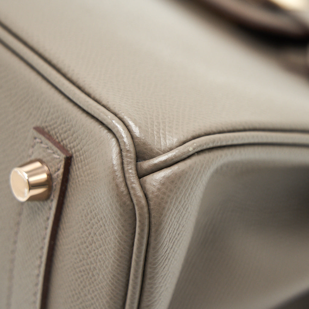 HERMES BIRKIN 30 8F GRIS ETAIN EPSOM LEATHER RGHW