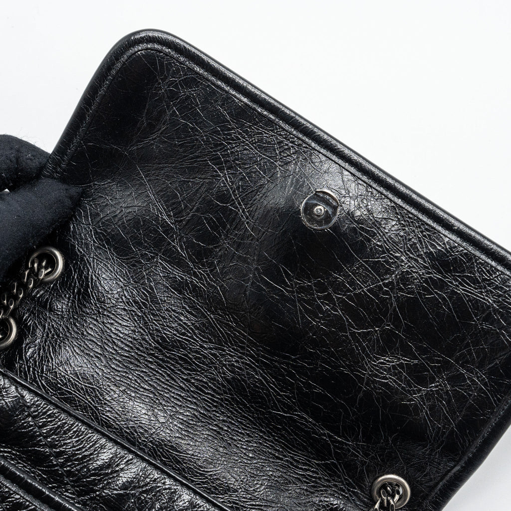 SAINT LAURENT/YSL NIKI BABY BAG VINTAGE CALFSKIN BLACK RUTHENIUM HARDWARE