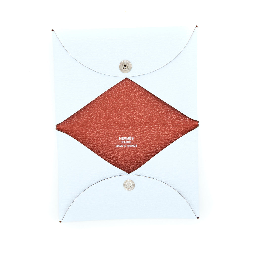 HERMES CALVI CARD HOLDER EPSOM BLUE BRUME/CUIVE SHW