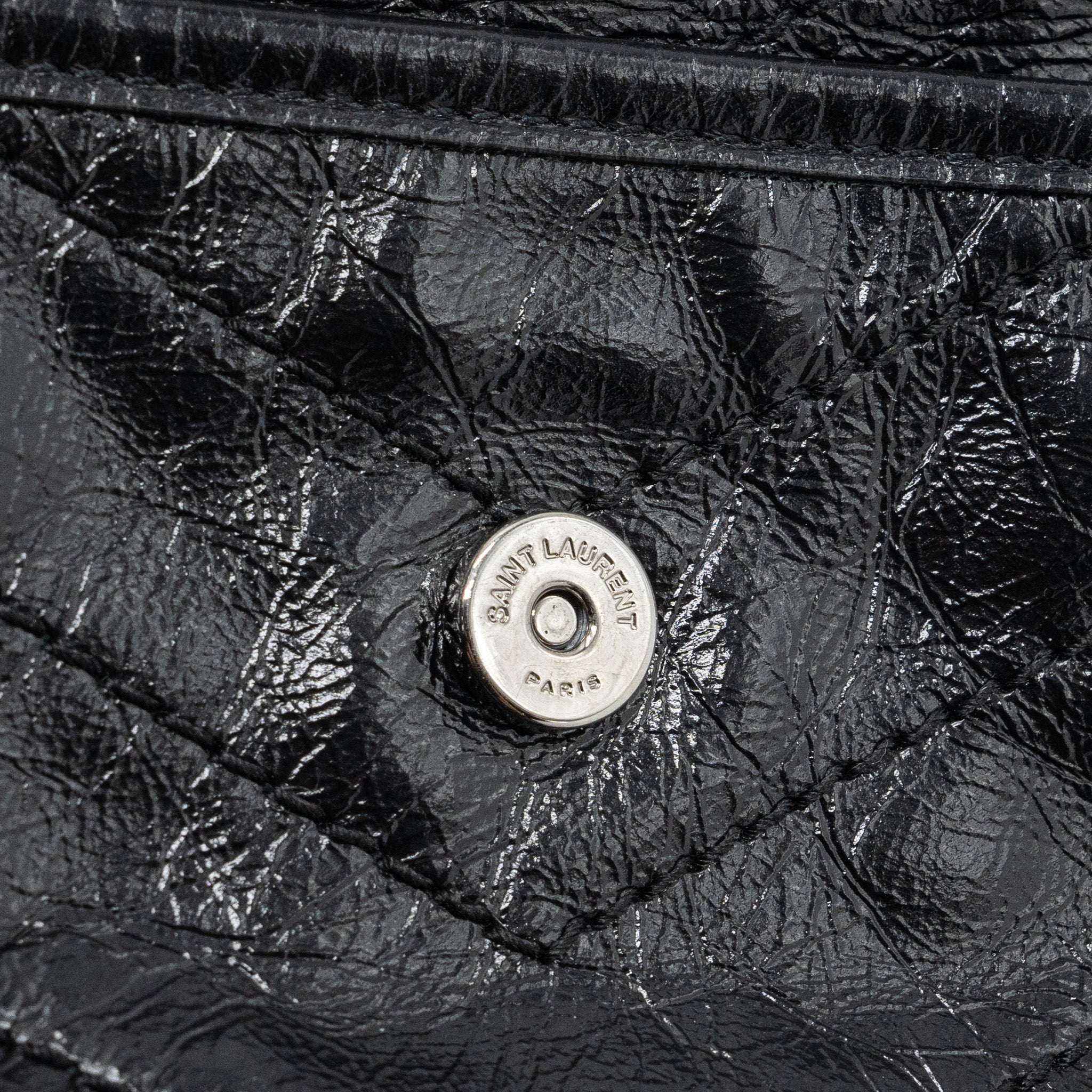 SAINT LAURENT/YSL NIKI BABY BAG VINTAGE CALFSKIN BLACK RUTHENIUM HARDWARE