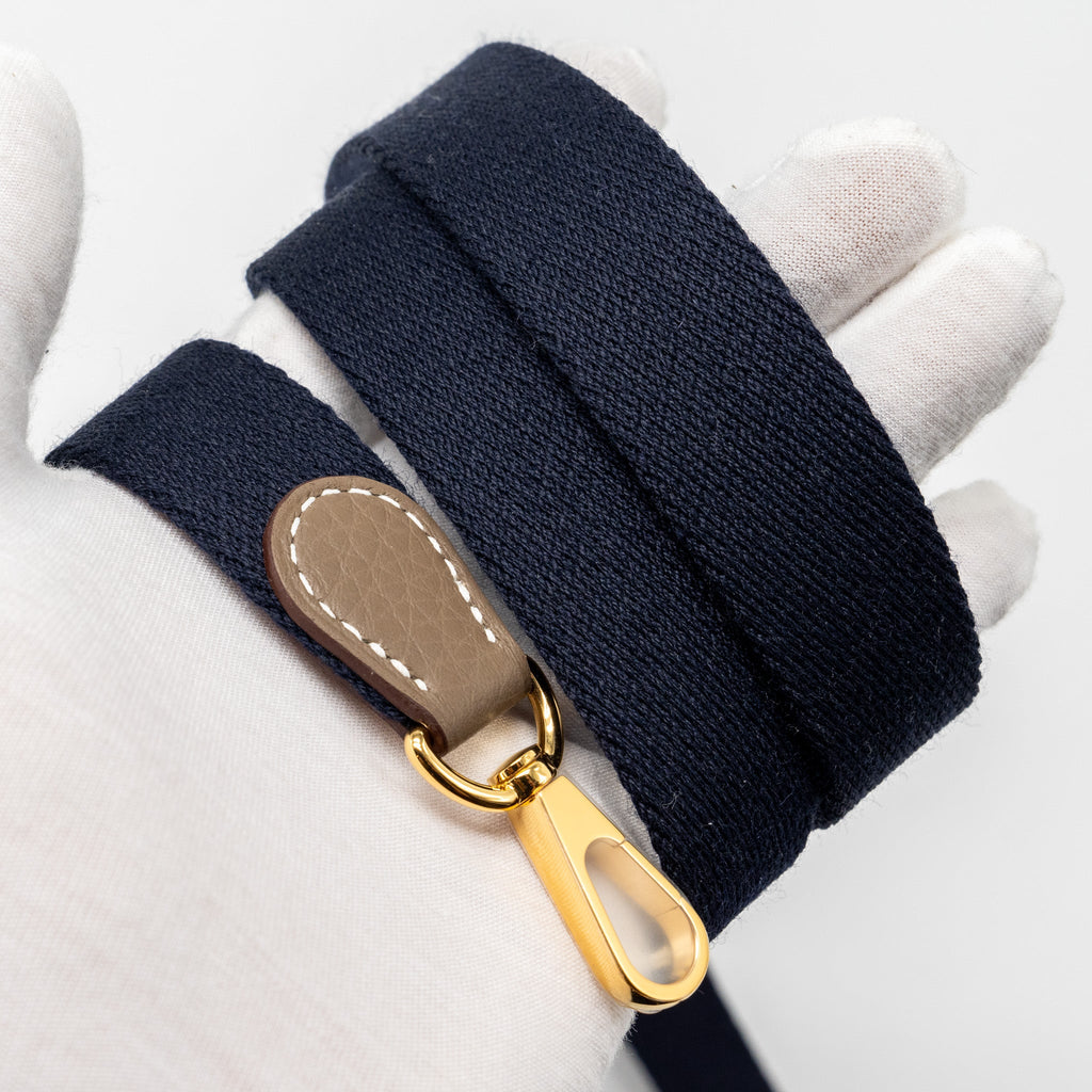 HERMES MINI EVELYN CLEMENCE ETOUPE / BLUE INDIGO GHW