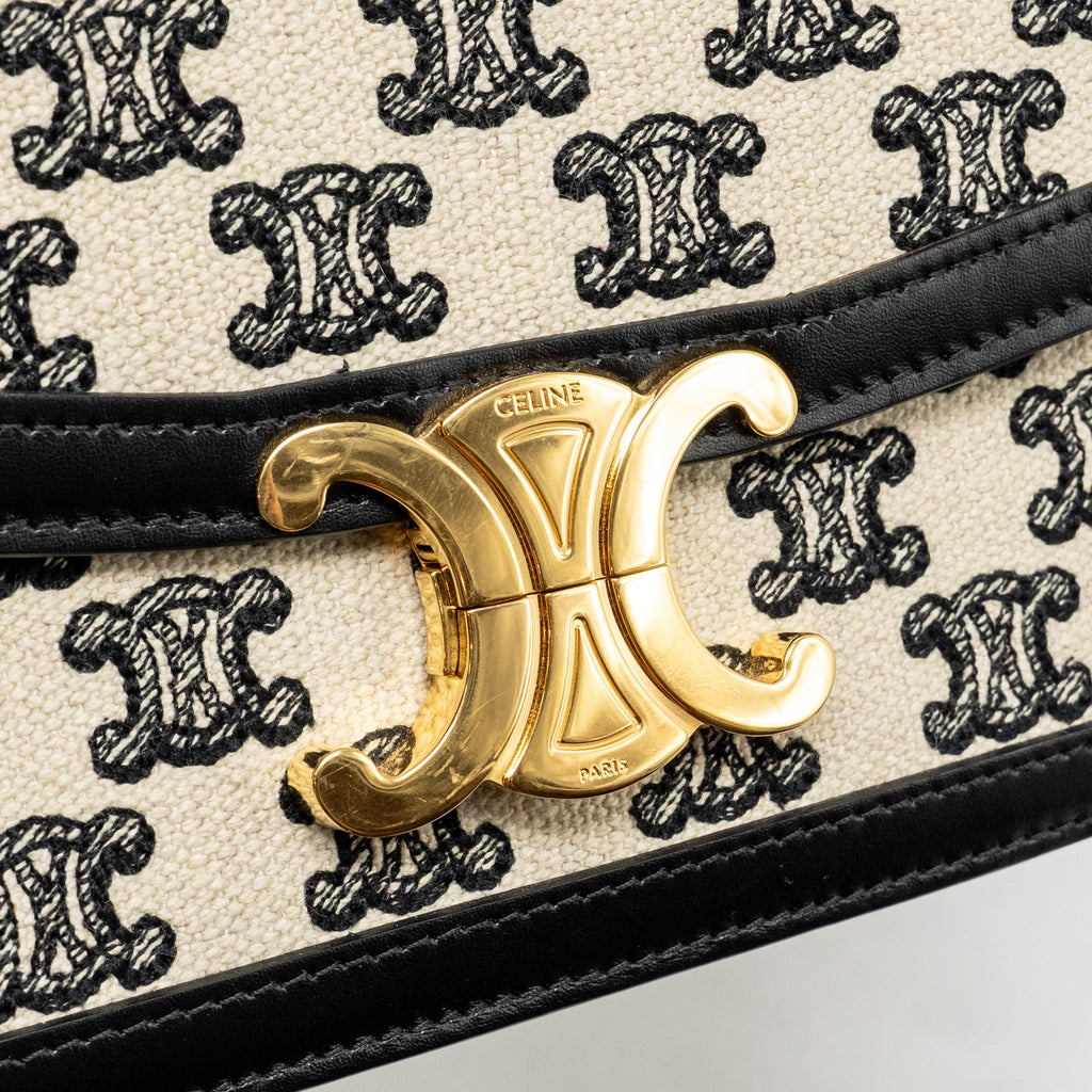 CELINE TEEN TRIOMPHE BAG TRIOMPHE CANVAS/CALFSKIN BLACK/WHITE GHW