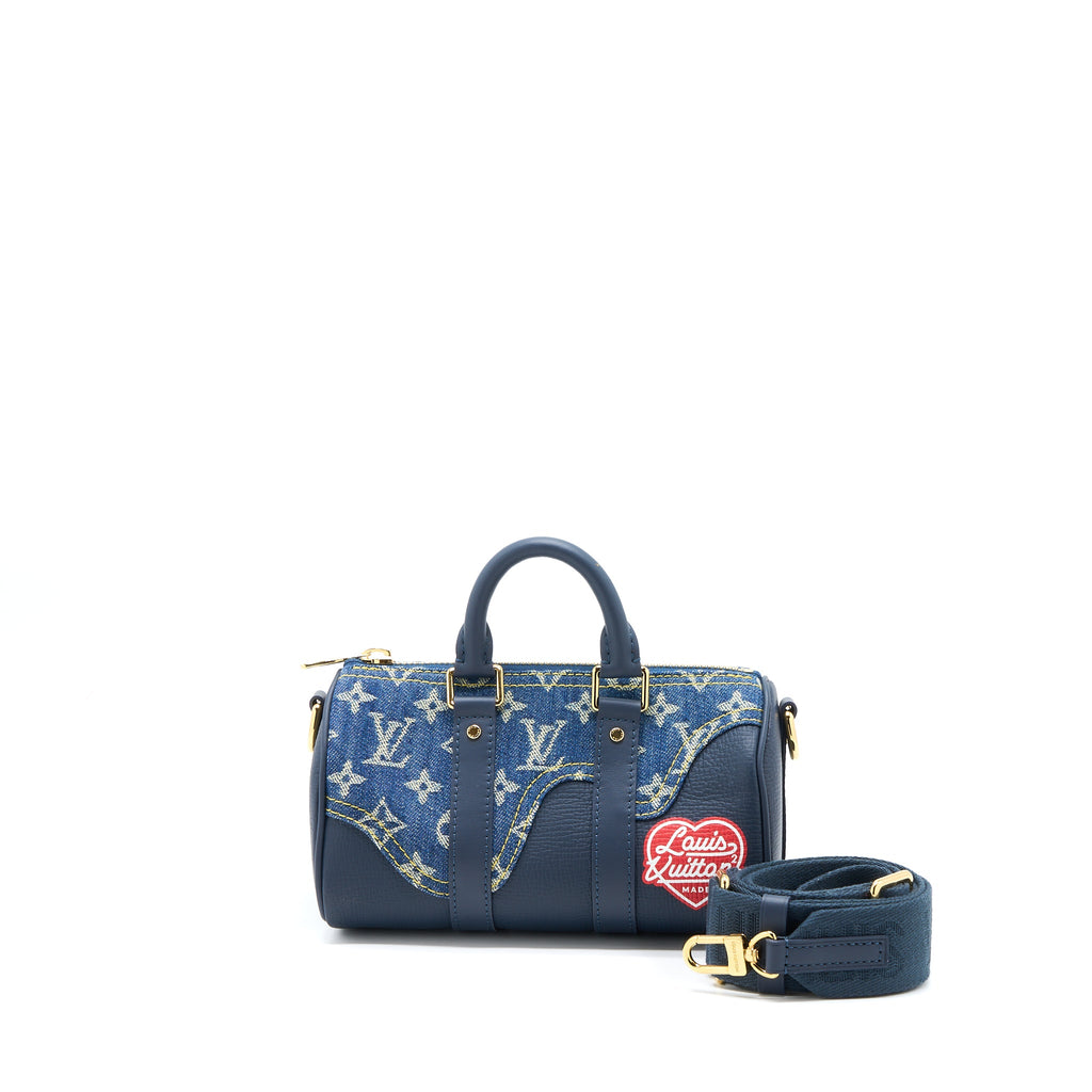 LOUIS VUITTON KEEPALL XS MONOGRAM DENIM/LEATHER BLUE GHW