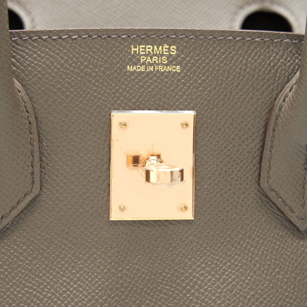 HERMES BIRKIN 30 8F GRIS ETAIN EPSOM LEATHER RGHW