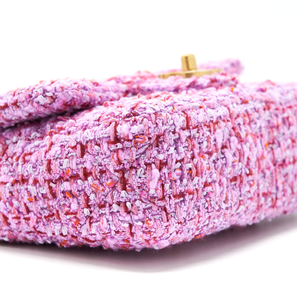 CHANEL 22P SQUARE FLAP BAG TWEED PINK WITH PINK HARDWARE