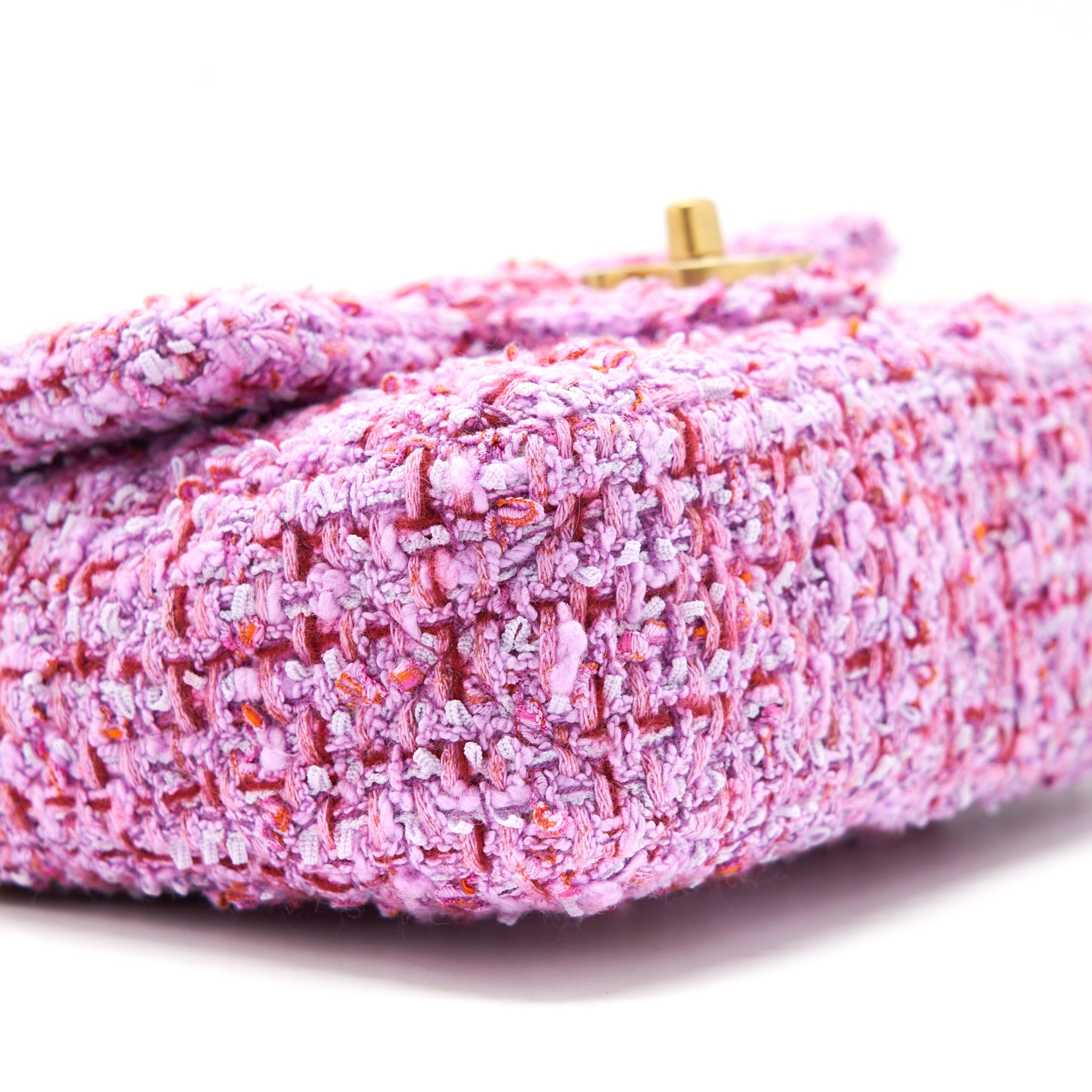CHANEL 22P SQUARE FLAP BAG TWEED PINK WITH PINK HARDWARE