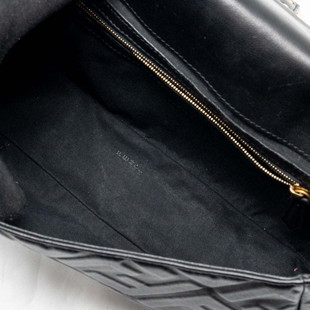 FENDI BAGUETTE BAG WITH FF MOTIF NAPPA BLACK GHW