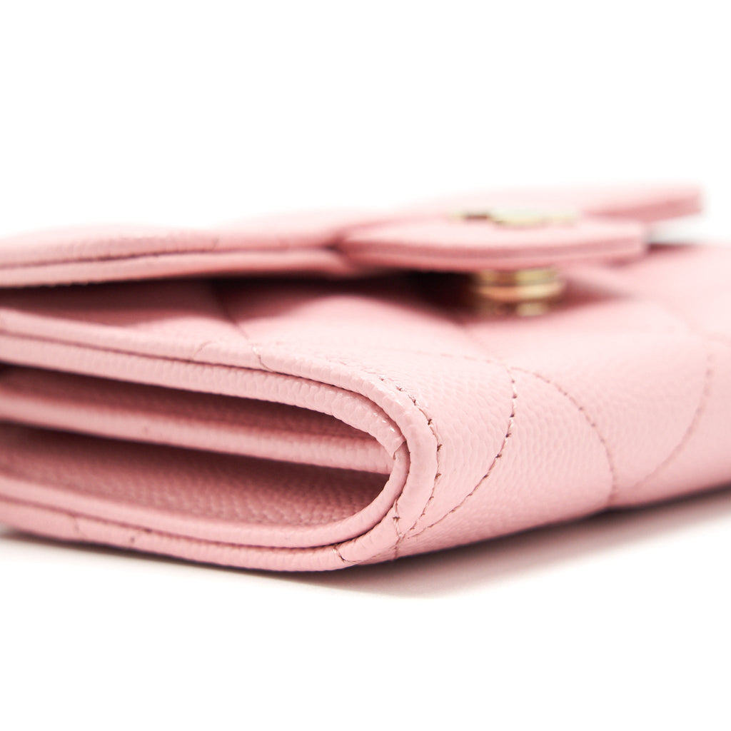 CHANEL CARD HOLDER ON CHAIN CAVIAR PINK LGHW