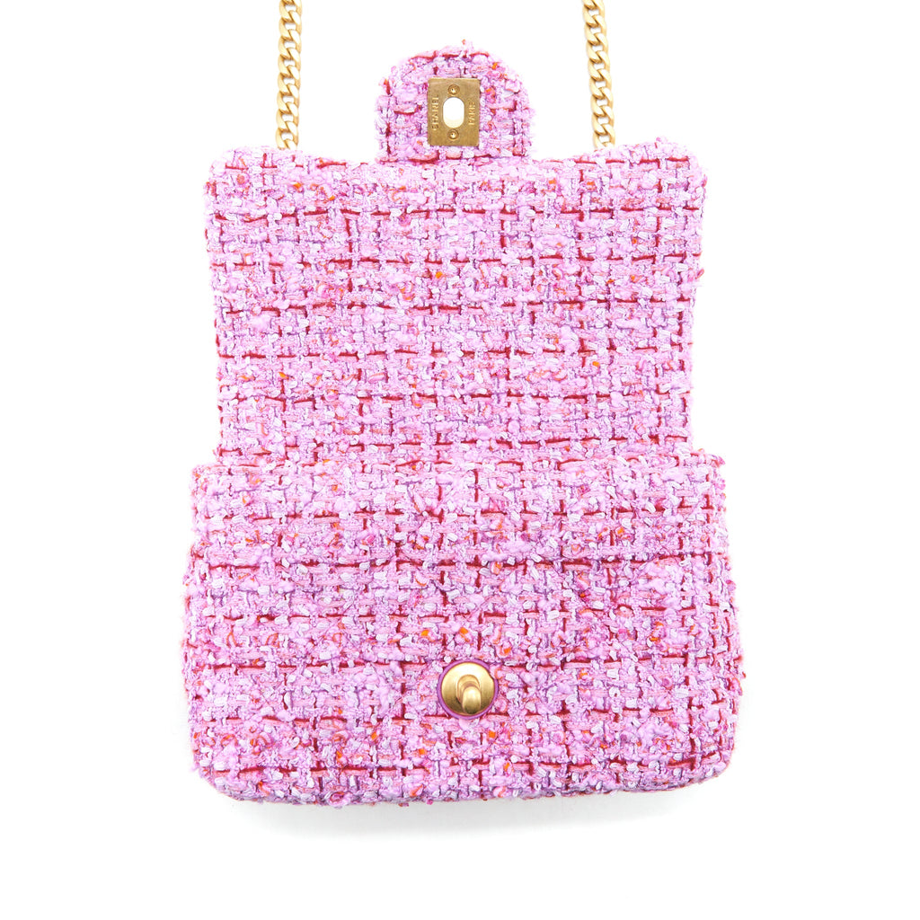 CHANEL 22P SQUARE FLAP BAG TWEED PINK WITH PINK HARDWARE