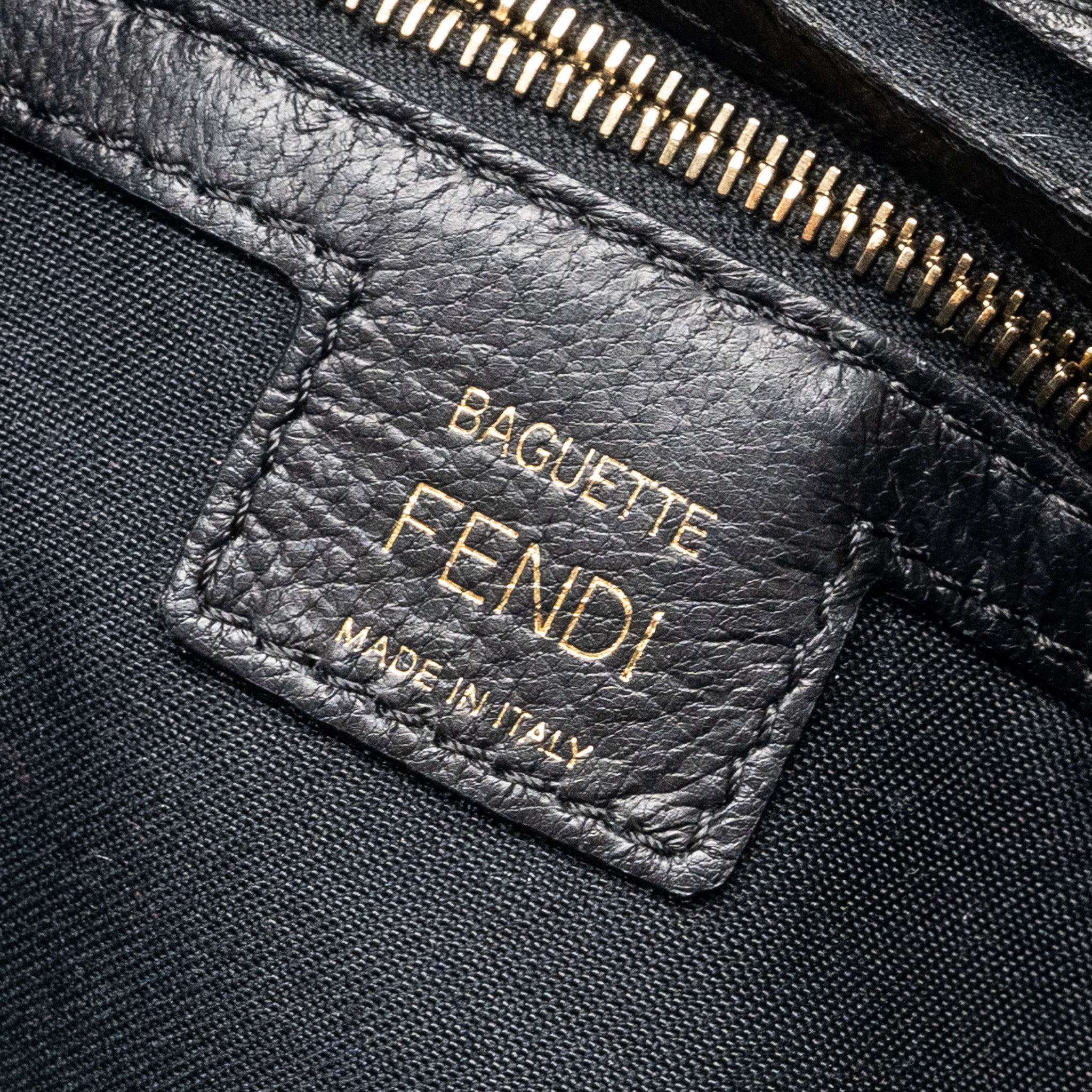 FENDI BAGUETTE BAG WITH FF MOTIF NAPPA BLACK GHW