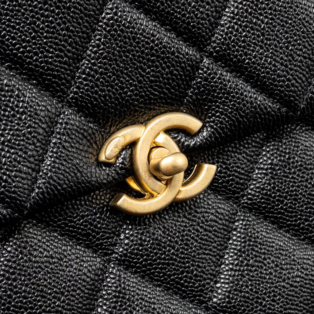 CHANEL QUILTED FLAP BACKPACK CAVIAR BLACK GHW (MICROCHIP)
