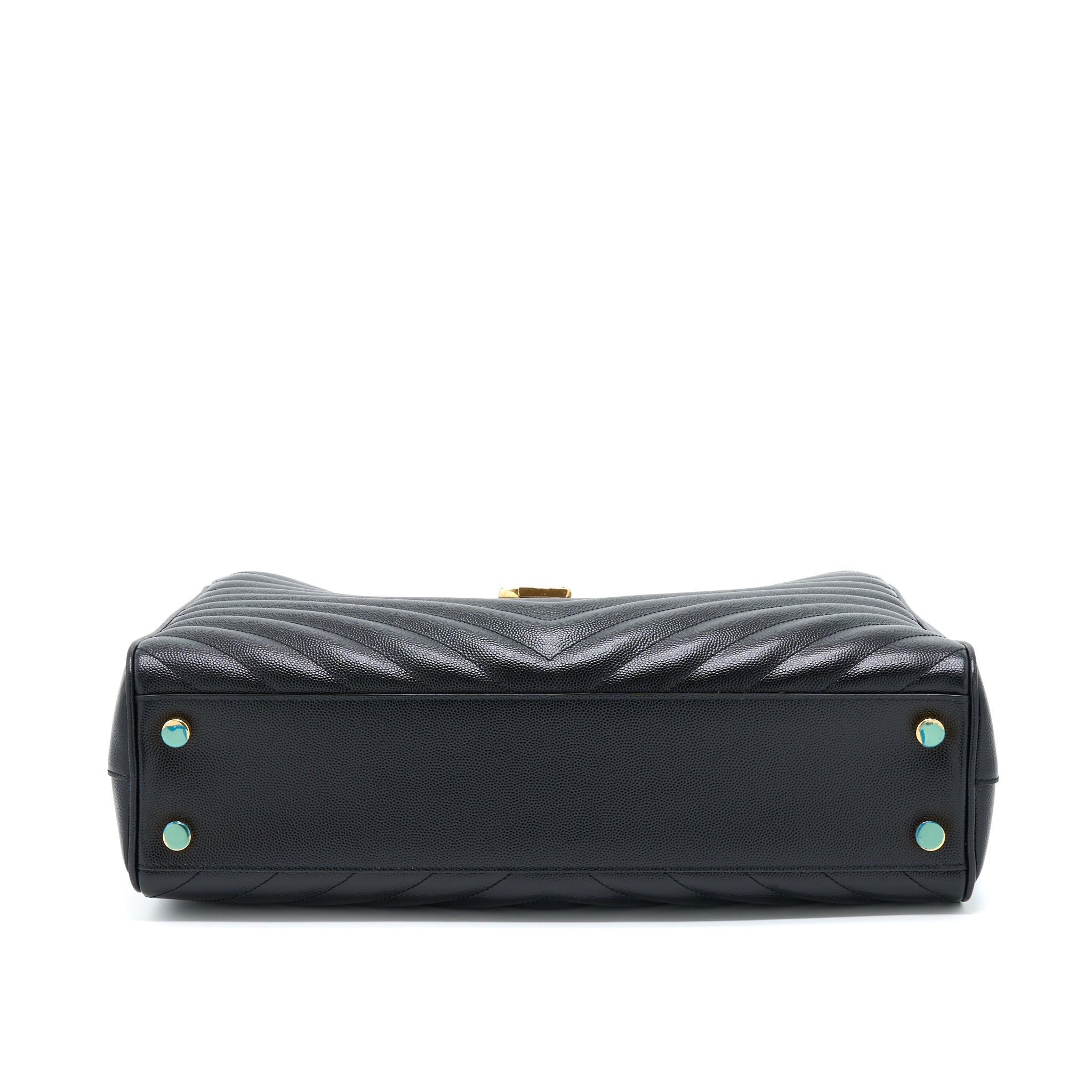 SAINT LAURENT/YSL CHEVRON TOTE BAG BLACK GHW