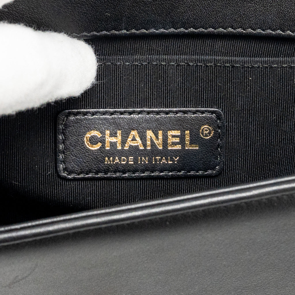 CHANEL SMALL BOY BAG CALFSKIN BLACK GHW