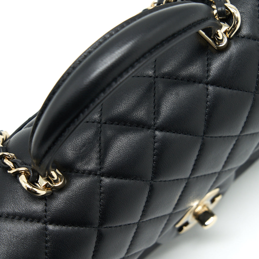 CHANEL 22P TOP HANDLE MINI RECTANGULAR FLAP BAG LAMBSKIN BLACK LGHW
