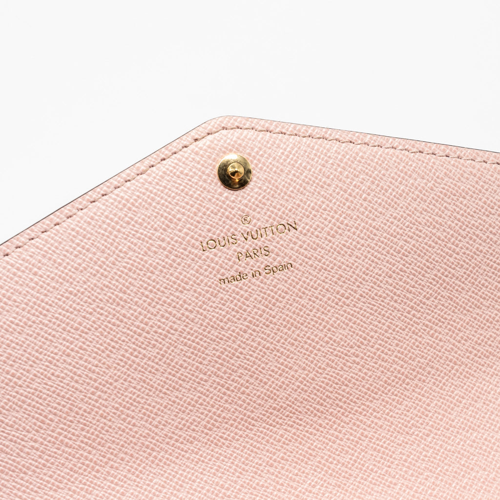 LOUIS VUITTON SARAH WALLET DAMIER EBENE / ROSE BALLERINE