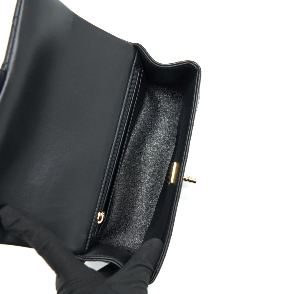 CHANEL 22P TOP HANDLE MINI RECTANGULAR FLAP BAG LAMBSKIN BLACK LGHW