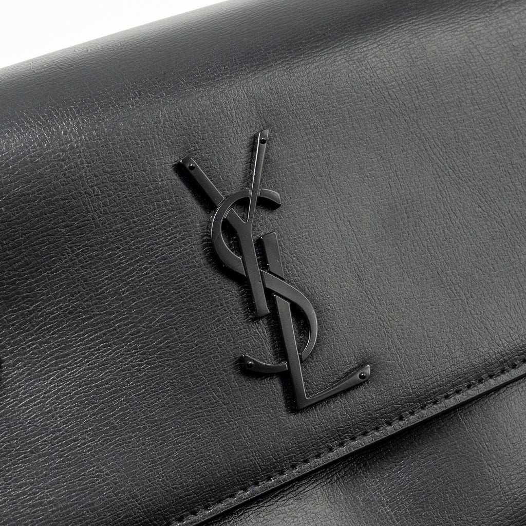 SAINT LAURENT / YSL MEDIUM SUNSET BAG BLACK CALFSKIN BLACK HARDWARE