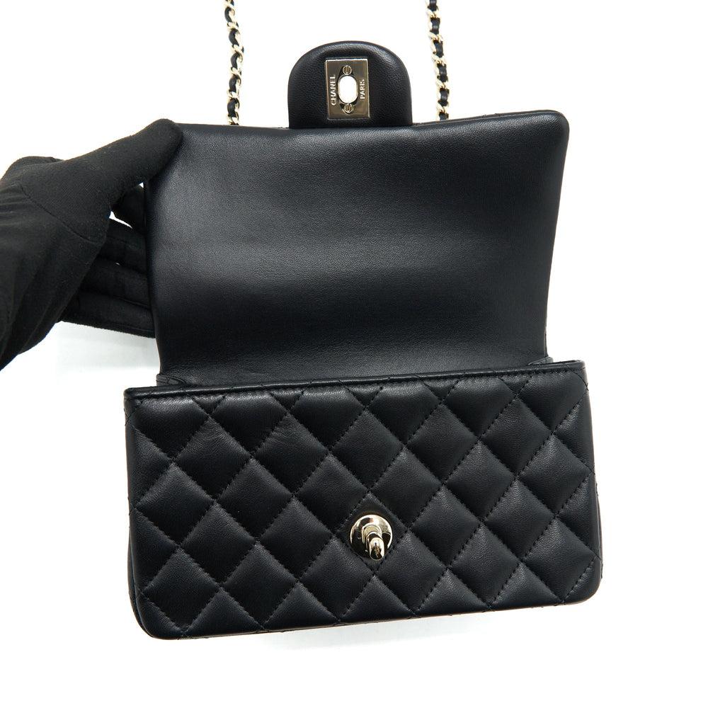 CHANEL 22P TOP HANDLE MINI RECTANGULAR FLAP BAG LAMBSKIN BLACK LGHW
