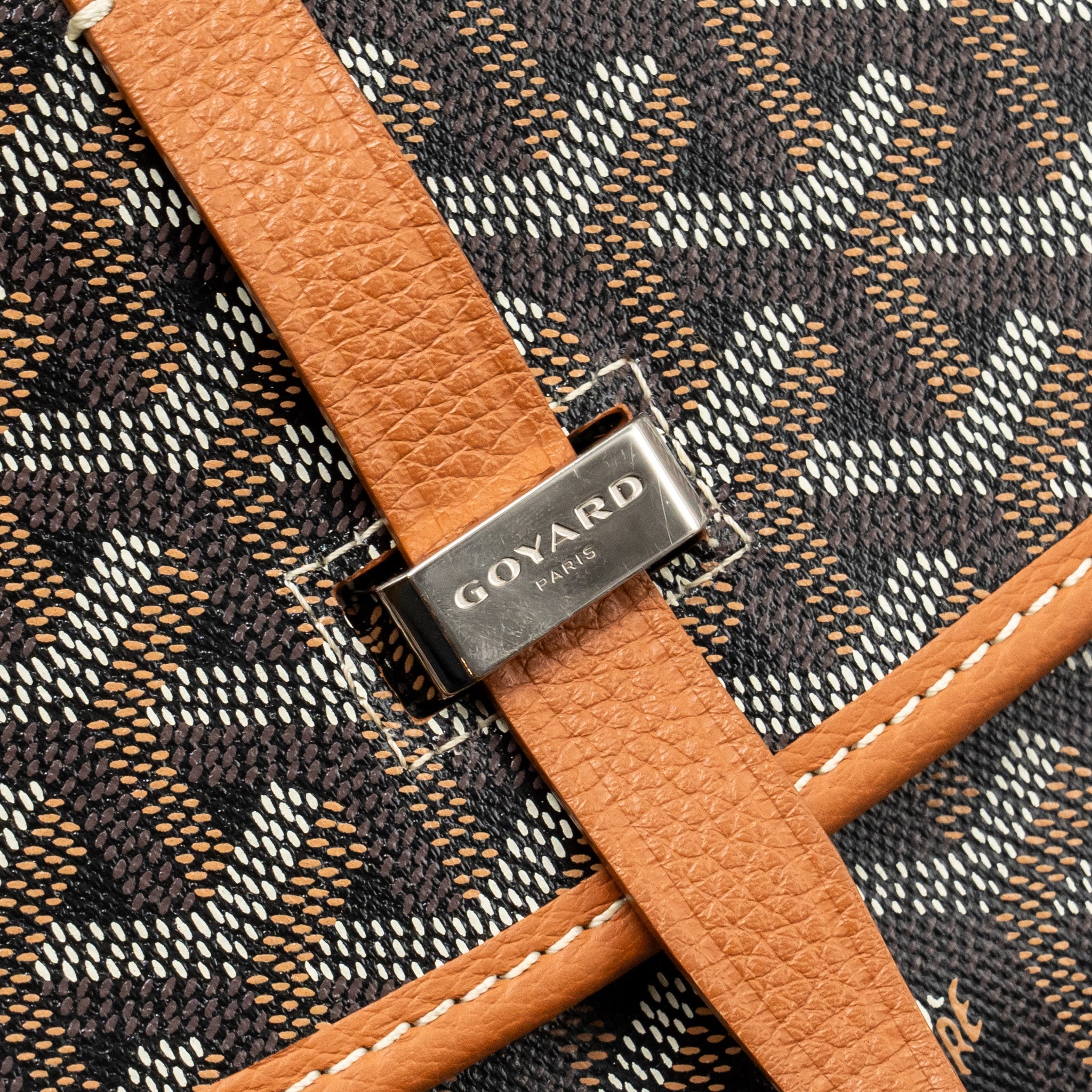 GOYARD BELVEDERE PM MESSENGER BAG GOYARDINE CANVAS/CALFSKIN TAN SHW