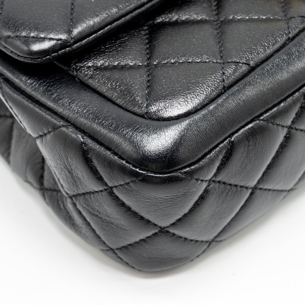 CHANEL QUILTED FLAP BAG LAMBSKIN BLACK GHW (MICROCHIP)