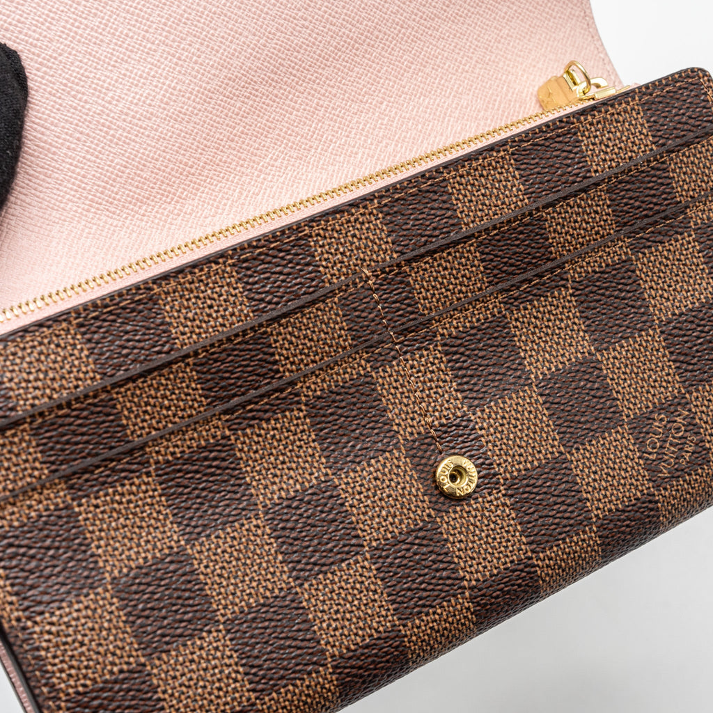 LOUIS VUITTON SARAH WALLET DAMIER EBENE / ROSE BALLERINE
