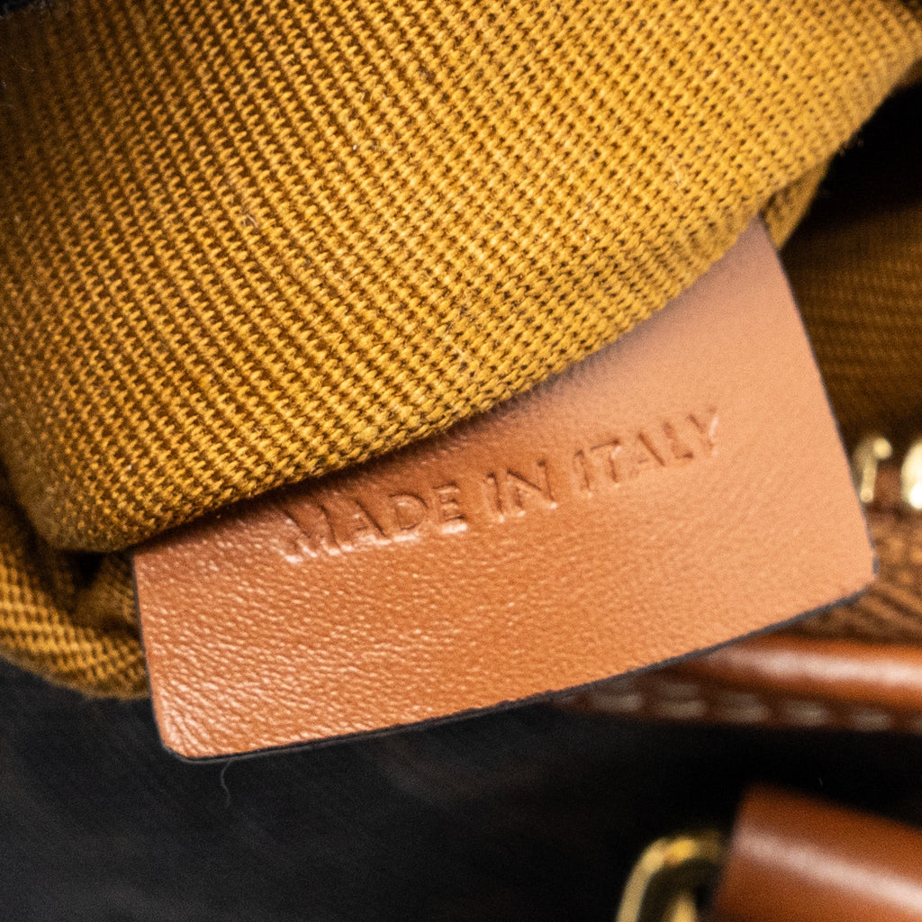 CELINE SMALL BOSTON BAG TRIOMPHE CANVAS/CALFSKIN TAN GHW