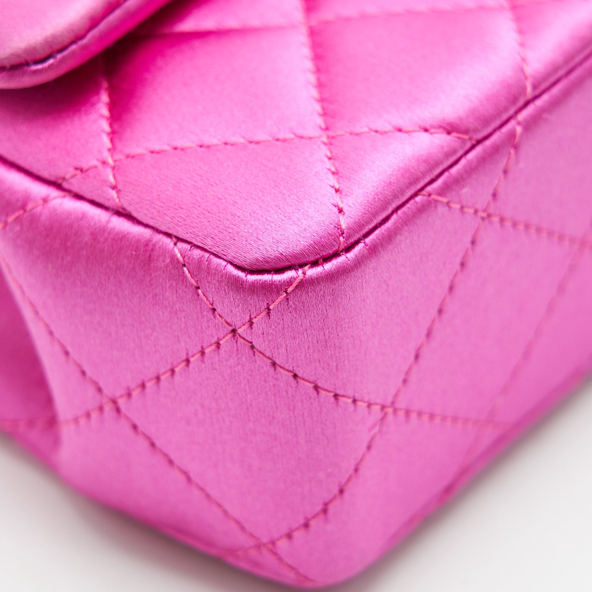 CHANEL EXTRA MINI RECTANGULAR FLAP BAG SILK PINK GHW
