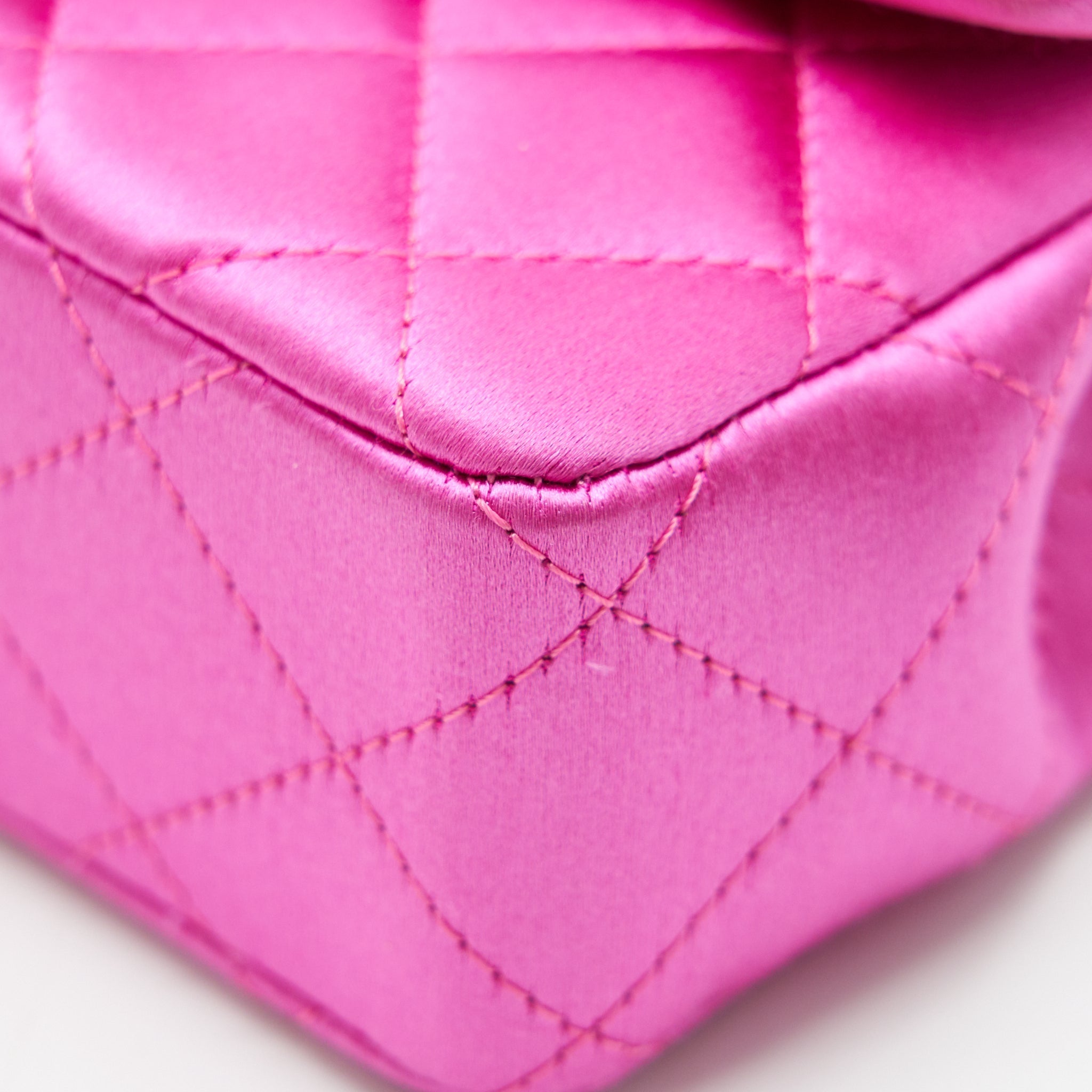 CHANEL EXTRA MINI RECTANGULAR FLAP BAG SILK PINK GHW