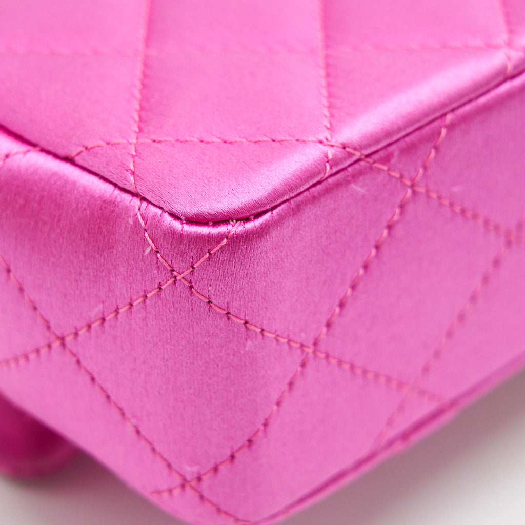 CHANEL EXTRA MINI RECTANGULAR FLAP BAG SILK PINK GHW