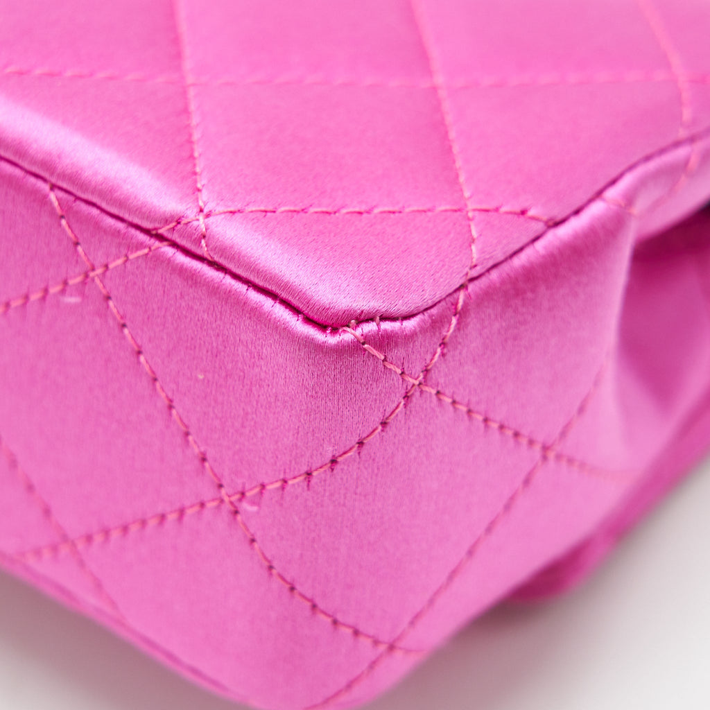 CHANEL EXTRA MINI RECTANGULAR FLAP BAG SILK PINK GHW