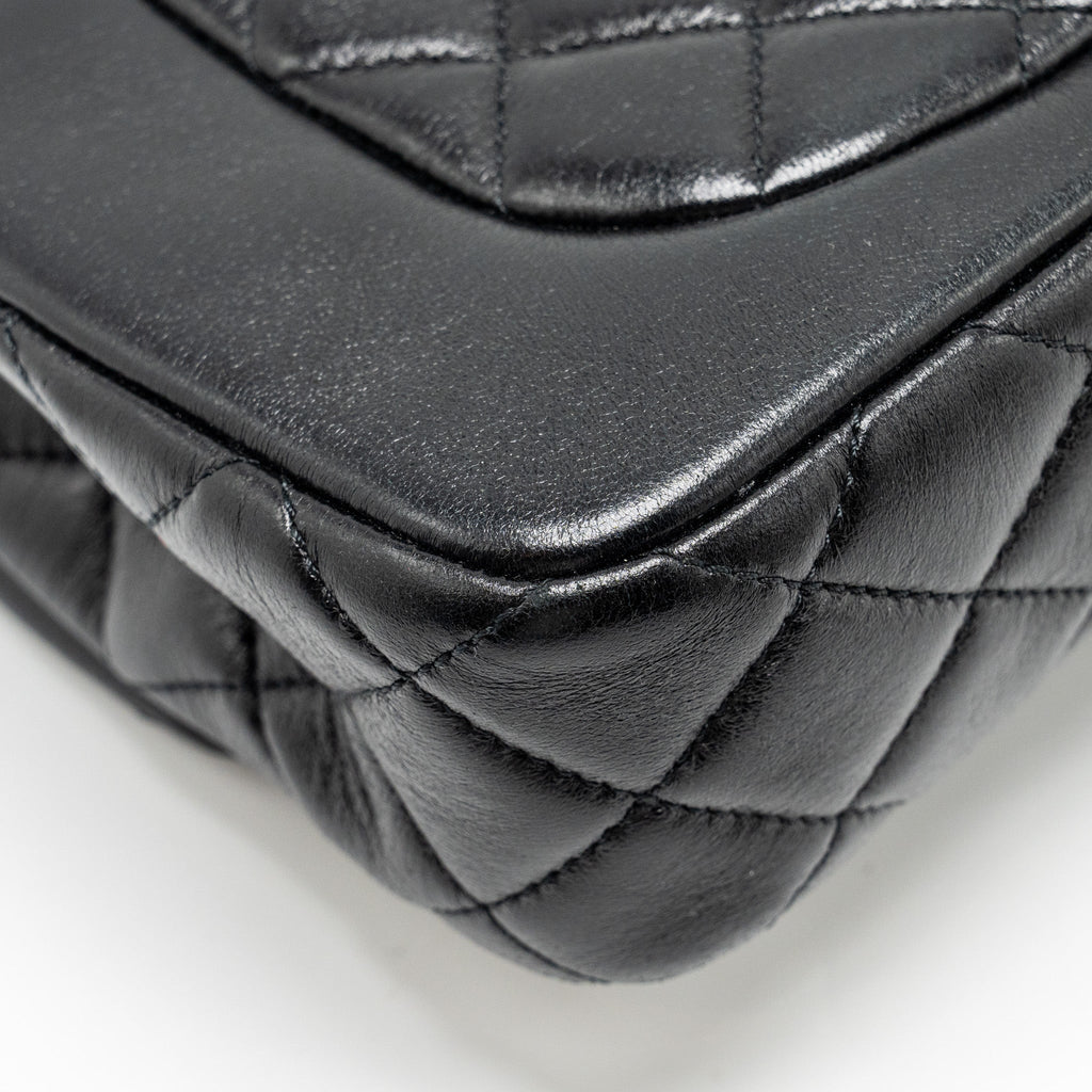 CHANEL QUILTED FLAP BAG LAMBSKIN BLACK GHW (MICROCHIP)
