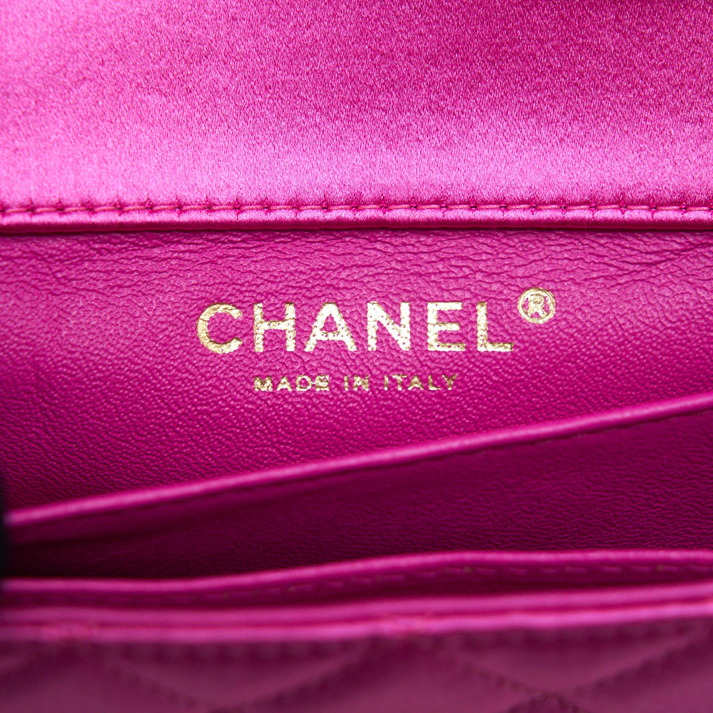 CHANEL EXTRA MINI RECTANGULAR FLAP BAG SILK PINK GHW