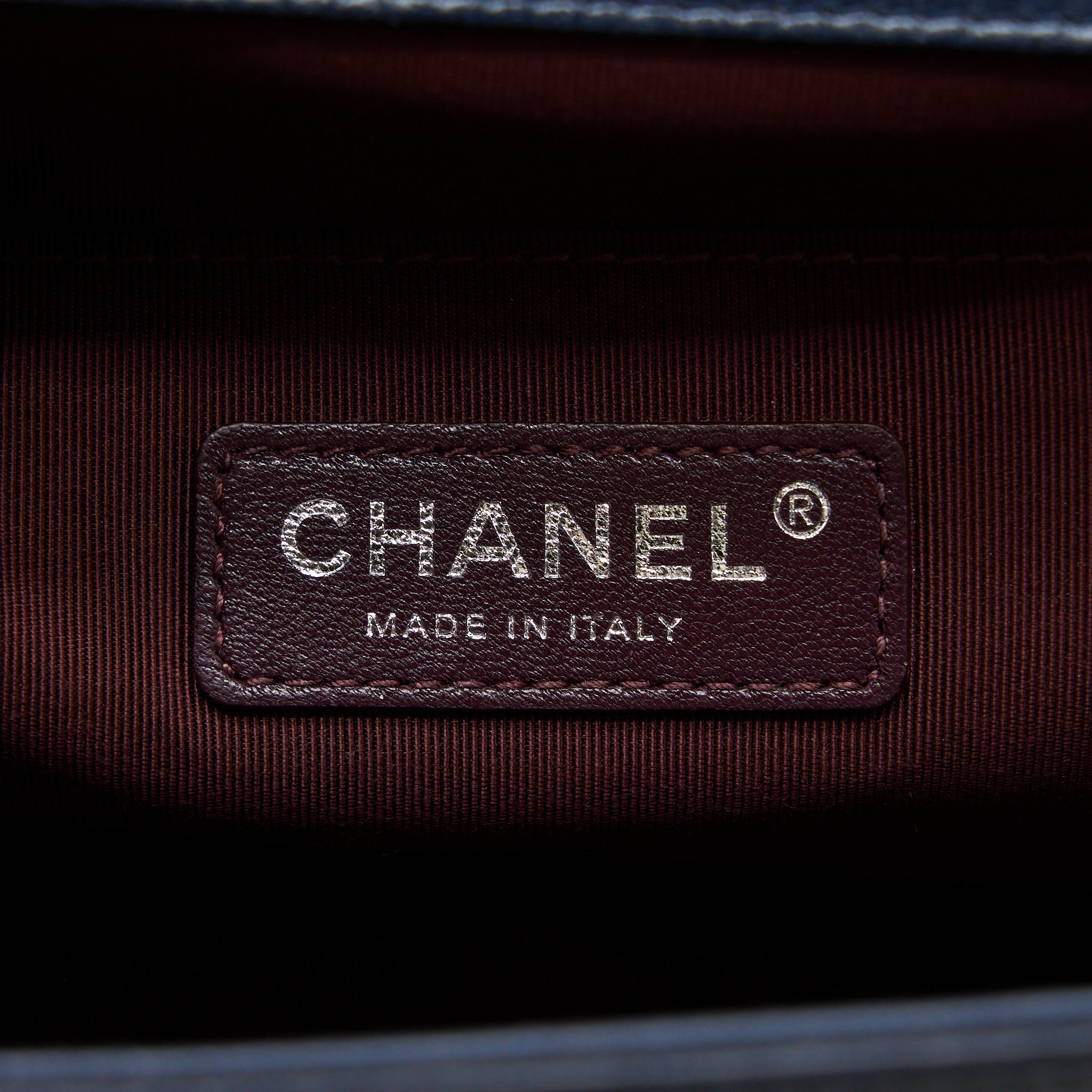 CHANEL MEDIUM BOY BAG LIMITED EDITION WITH CHAIN EDGE AGED CALFSKIN NAVY RUTHENIUM HARDWARE