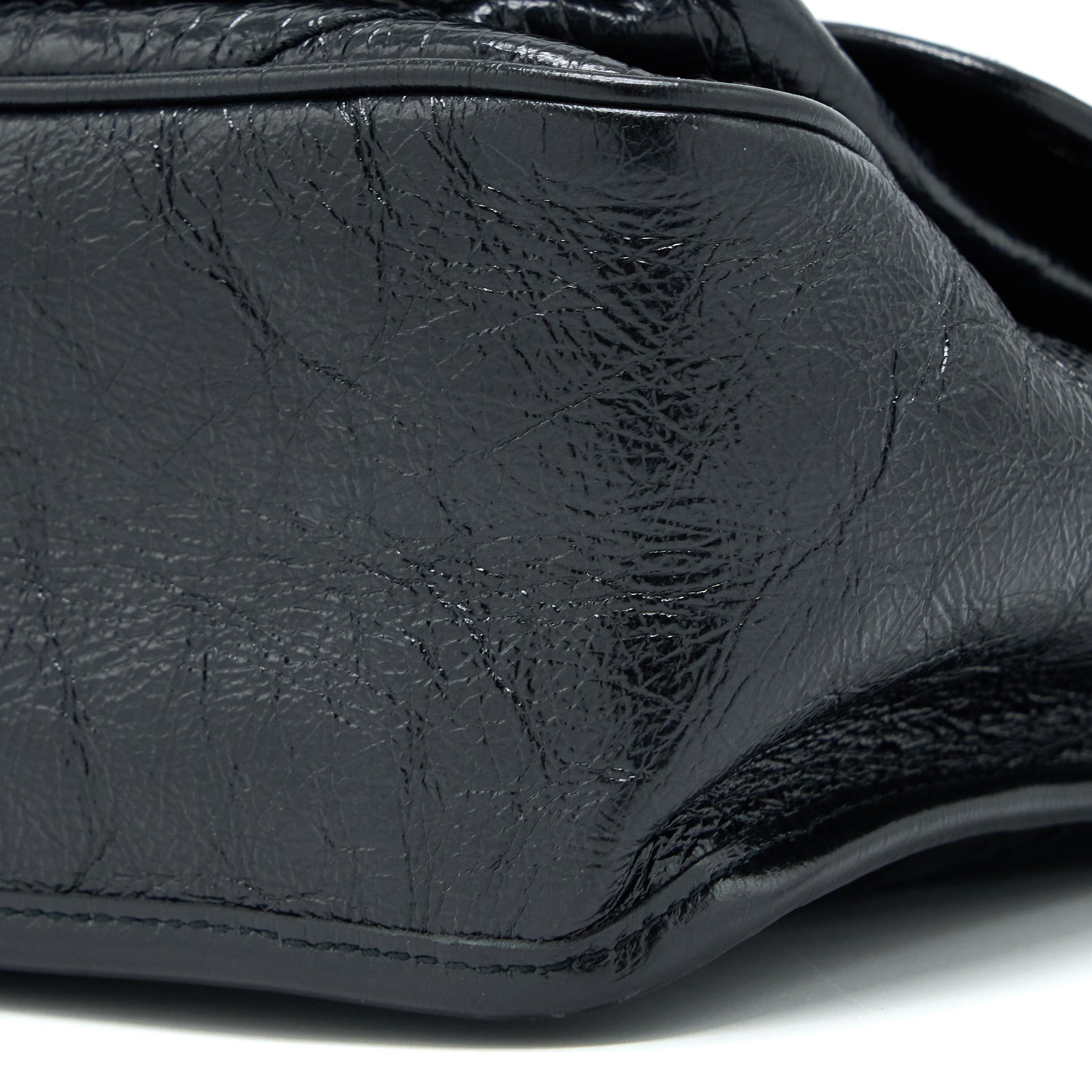 SAINT LAURENT NIKI AGED CALFSKIN BLACK WITH BLACK AND RUTHENIUM HARDWARE