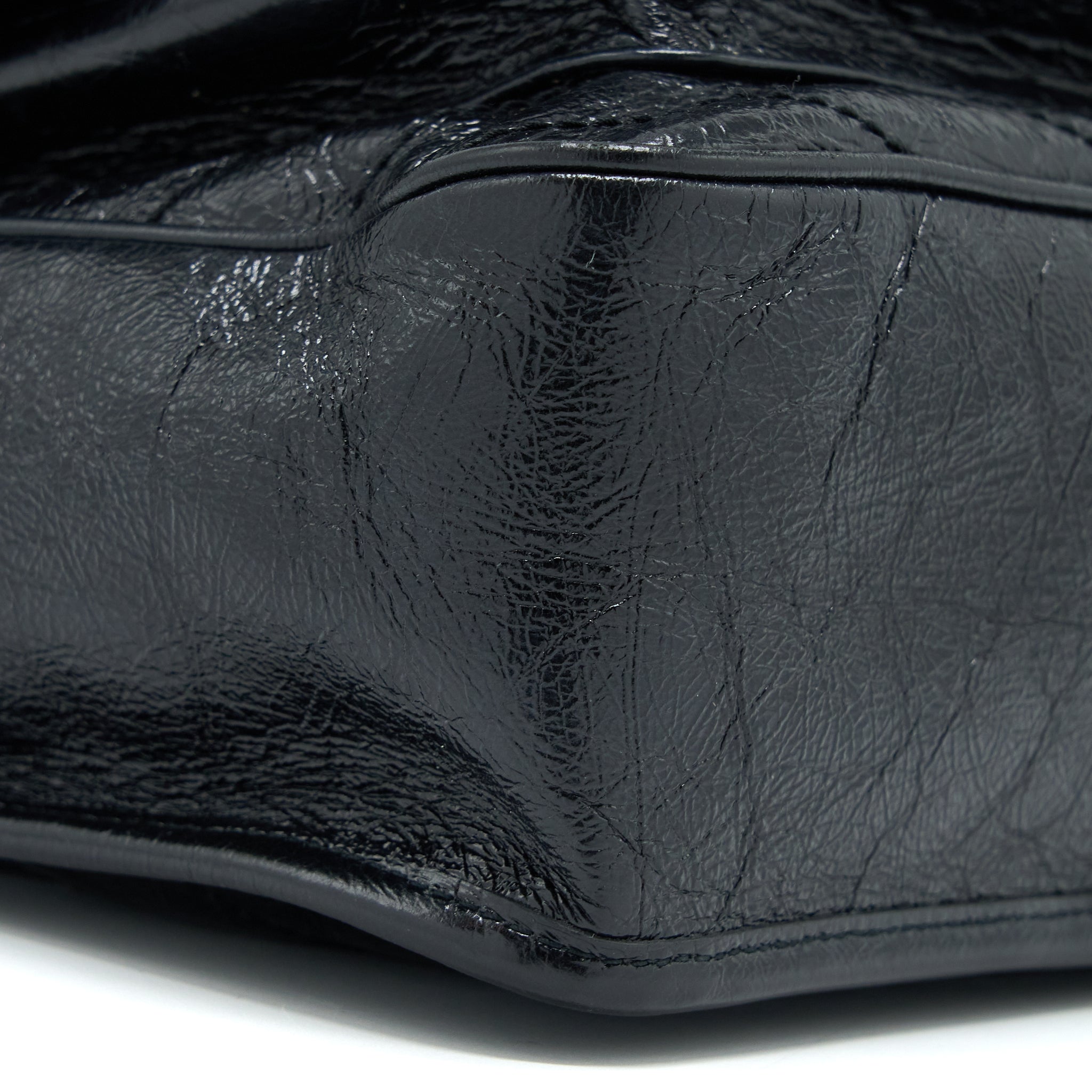 SAINT LAURENT NIKI AGED CALFSKIN BLACK WITH BLACK AND RUTHENIUM HARDWARE