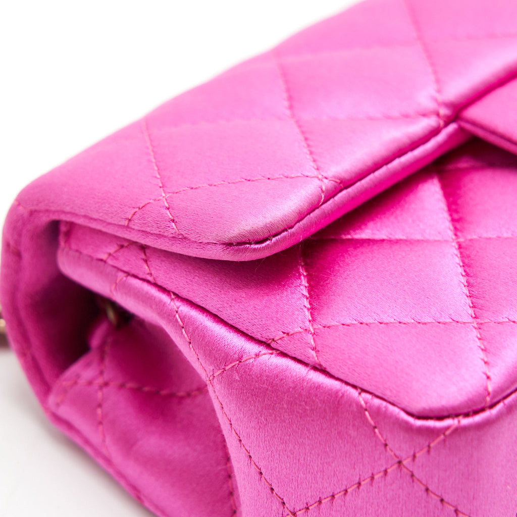 CHANEL EXTRA MINI RECTANGULAR FLAP BAG SILK PINK GHW